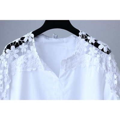 Áo kiểu nữ hở vai đính bông hoa đẹp đủ kích thước tới 70kg Ale06