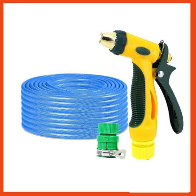 Bộ dây vòi xịt nước rửa xe,tưới cây tăng áp 3 lần 7-10M( nối nhựa xanh) 206317