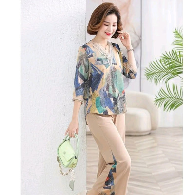 Đồ bộ trung niên cho bà cho mẹ, chất liệu Lụa Hàn mát, thấm hút mồ hôi, đồ bộ nữ kiểu set đi chơi , bộ đồ trung niên, Nesa Shop