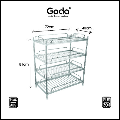 Kệ Inox 304 Úp Chén Dĩa 4 Tầng Goda - GD-117