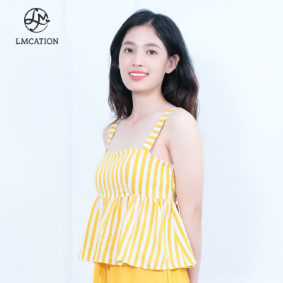 Áo dây mặc nhà LMcation Clara - Sọc Trắng Vàng