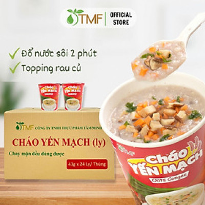 Thùng 24 ly cháo yến mạch dưỡng sinh ăn liền Tâm Minh (24 ly x 43 gam)