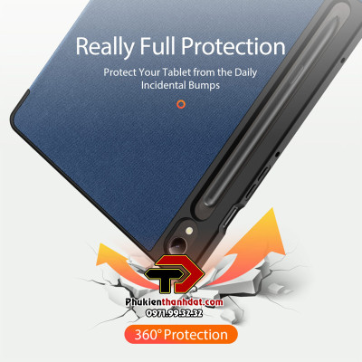 Bao da dành cho SamSung Galaxy Tab S9 FE chính hãng Dux Ducis Domo chống sốc, có khay đựng bút - Hàng chính hãng 