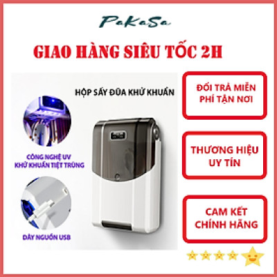 Hộp Sấy , Khử Khuẩn Muỗng Đũa Có 3 Ngăn Thông Minh , Nắp Đậy Dán Tường PaKaSa - Hàng Chính Hãng 