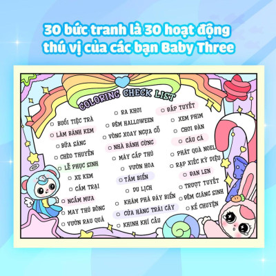 Sách Tô Màu Baby Three - Thế Giới Diệu Kỳ + Cầu Vồng Cảm Xúc - Megabook