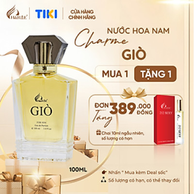 Nước hoa nam cao cấp, Charme Giò, hương trái cây, ngọt ngào, ấm áp, lưu hương lâu, độ tỏa hương xa, 100ml