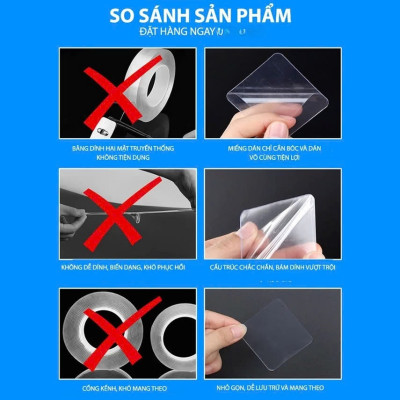 COMBO 10 MIẾNG Băng Keo 2 mặt dán siêu dính, siêu chắc, dùng dán đế Camera hành trình, dùng trong sinh hoạt gia đình 6x6cm