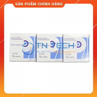 Nhãn in MAX PT-312W - Chữ đen nền trắng 12MM x 8M - Dùng cho máy in ống MAX [Hàng nhập khẩu]