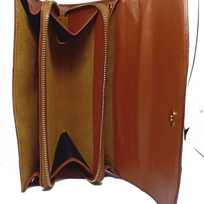 Túi đeo da đà điểu Huy Hoàng da chân màu nâu đỏ HT6417