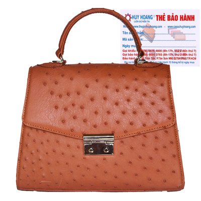 Túi hộp đeo chéo nữ Huy Hoàng da đà điểu màu vàng bò HC6459