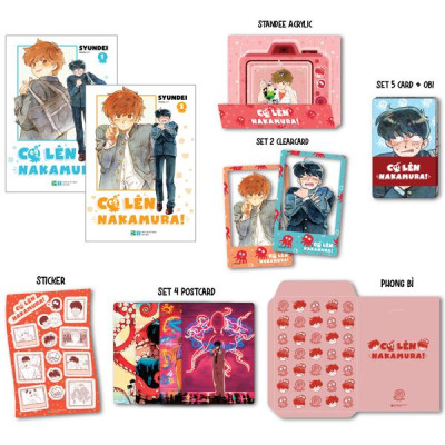 Sách - Bộ Manga - Cố Lên Nakamura - Tập 1 + Tập 2 (Bộ 2 Tập) - Bản Sưu Tầm - Tặng Kèm Set 5 Card Nhân Vật Kèm Obi + Set 2 Clearcard + Set 4 Postcard + Sticker + Standee Acrylic + Phong Bì Đựng Quà