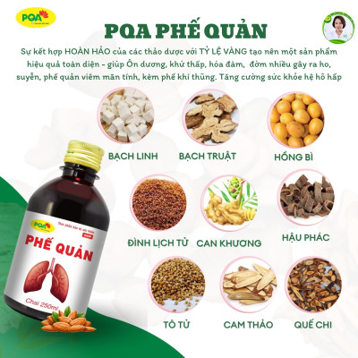Siro Phế Quản PQA Thành Phần Từ Thiên Nhiên Giúp Bổ Phế, Ho Hộp 250ml
