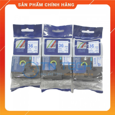 Nhãn In TNE-S263 - Xanh dương nền trắng 36mm x 8m - Dùng cho máy in BROTHER - AIMO - PUTY [Hàng nhập khẩu]