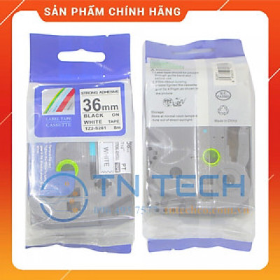 Nhãn In TZ2-S261 - Đen nền trắng 36mm x 8m - Dùng cho máy in BROTHER - AIMO - PUTY [Hàng nhập khẩu]