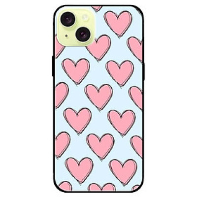 Ốp lưng dành cho Iphone 15 - Iphone 15 Plus - Iphone 15 Pro - Iphone 15 Pro Max - Tim Hồng Nền Xanh - Hàng Chính Hãng