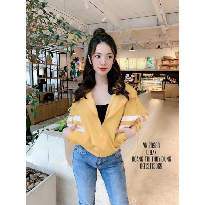  Áo khoác dù nữ 2 lớp cánh dơi sọc phối nón xitin - M193 + M193