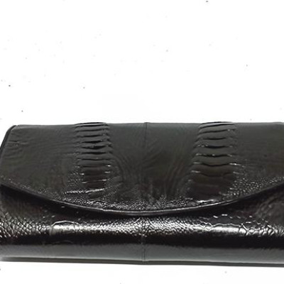 Túi đeo da đà điểu Huy Hoàng da chân màu đen HT6414