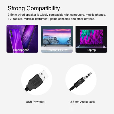 Loa gia đình 3 trong 1 3,5 mm Máy tính có dây cho Máy tính để bàn xách tay SADA D-200T