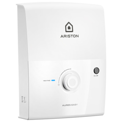 AURES EASY 4.5P Máy nước nóng trực tiếp Ariston AURES EASY 4.5P Bơm trợ lực, Cầu dao chống rò điện ELCB, Vỏ chống thấm [Hàng Chính Hãng]