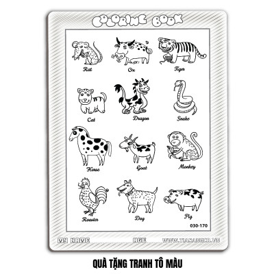 Xếp hình A4 -30 mảnh ghép Tia Sáng: 030-170 12 Con giáp - Baby Girl tặng tranh tô màu