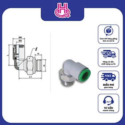 Đầu nối ống chữ L khí nén Pneumax series ART.T22 - Hàng chính hãng