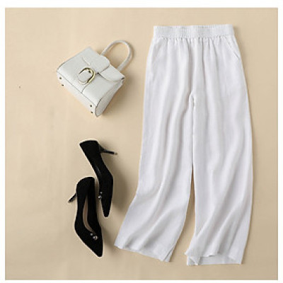 Quần linen suông nữ cạp chun ,quần nữ đi biển mặc thoáng mát ,dễ phối QD08