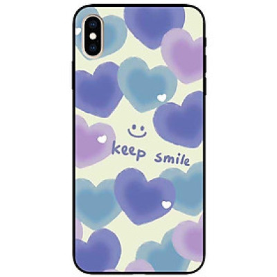 Ốp lưng cho iPhone X - iPhone Xs - Xs Max - XR - iPhone 11 - 11 Pro Max - Keep Smile Tím Xanh - Hàng Chính Hãng