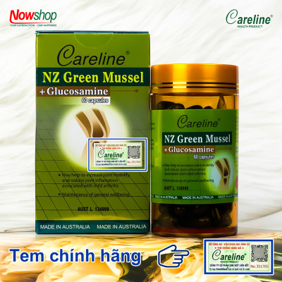 NZ Green Mussel + Glucosamine Careline hộp 60 viên hỗ trợ xương khớp chắc khỏe ngăn ngừa thoái hóa