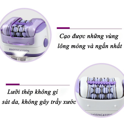 Máy tẩy lông tẩy và nhổ lông toàn thân, cạo lông tay chân, tẩy sạch lông vùng bikini sử dụng pin sạc chuyên nghiệp điều chỉnh 2 Đầu Thay Thế