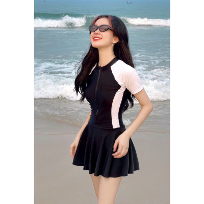 Váy Tắm Nữ Liền Ngắn Tay Thanh Lịch