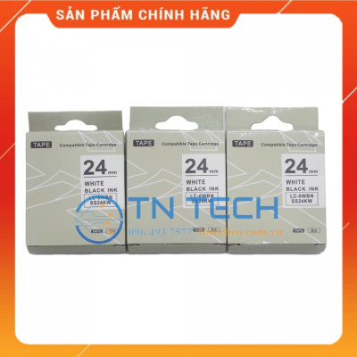 Nhãn in TEPRA - EPSON LC-6WBN (SS24KW) – Chữ đen nền trắng 24MM X 8M  - Dùng cho máy in nhãn TEPRA - EPSON [Hàng nhập khẩu]
