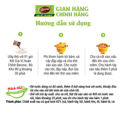 Gia Vị Barona 80g ướp ngon chuẩn vị không cần nêm nếm nêm sẵn thành phần tự nhiên, giá sỉ dạng thùng (1 thùng 80 gói)