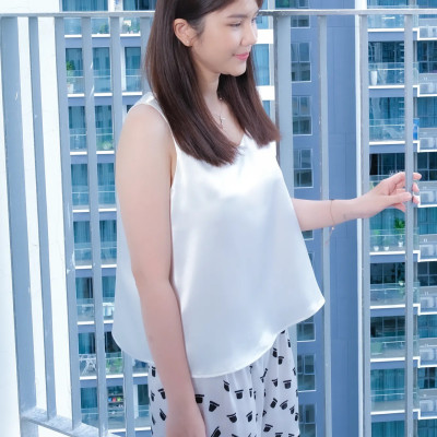 Áo Mặc Nhà Nữ Cổ Tròn LMcation Mary - Màu trắng kem