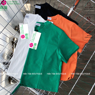 Áo croptop nữ Hiền Trần BOUTIQUE cổ tròn kiểu trơn vải cotton co giãn thoáng mát freesize ngắn tay thun đẹp