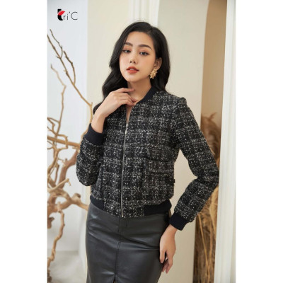 Áo khoác bomber dạ kim sa Tri