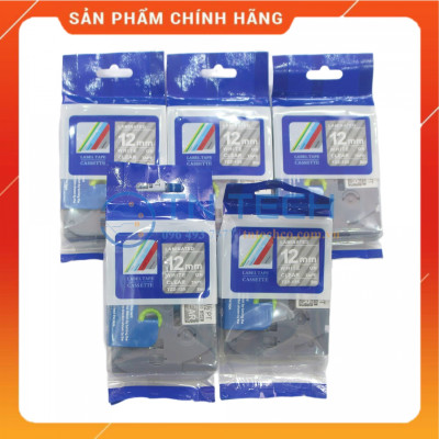Nhãn In Tz2-135 - Trắng nền trong 12mm x 8m - Dùng cho máy in BROTHER - AIMO - PUTY [Hàng nhập khẩu]