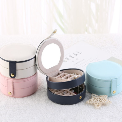 Hộp Đựng Trang Sức 2 Tầng Có Gương Sang Trọng, Chất Da PU Mềm Mại, Độ Bền Cao - Hàng Chính Hãng ( Màu ngẫu nhiên)