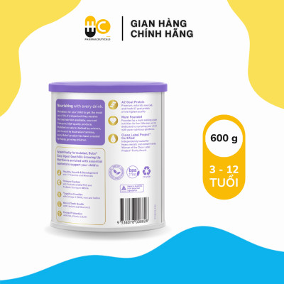 Sữa dinh dưỡng Bubs Easy-Digest Goat Milk Growing Up Nutrition 600g