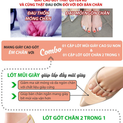 Combo 01 cặp lót mũi giày cao su non và 01 cặp lót gót chân 2 trong 1 - buybox - BBPK09&50