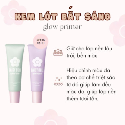 Kem Lót Hiệu Chỉnh Màu Da Daisy Doll Nhật Bản Tạo Lớp Lót Cho Da Căng Bóng, Sáng Mịn Màu Tím 30g