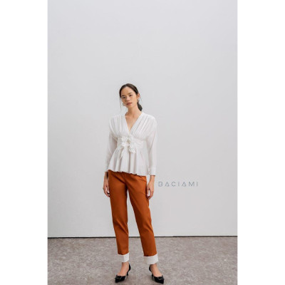 Baciami-Áo Kiểu Nơ Eo Tay Dài