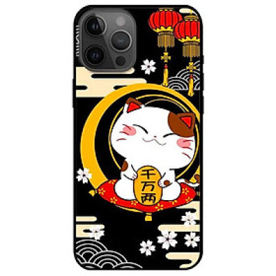 Ốp lưng dành cho Iphone 12 Promax mẫu Mèo Nền Đen