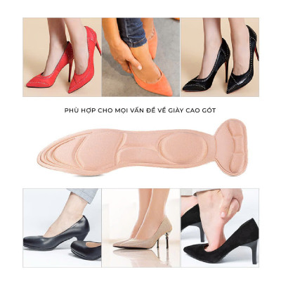 Miếng Lót Giảm Size Cho Giày Bị Rộng Cao Cấp MÀU ĐEN 2 Miếng Lót Giày Cao Gót Mũi Tròn Giúp Giảm Size Vải Thoáng Khí Và Êm Chân 2 Cặp