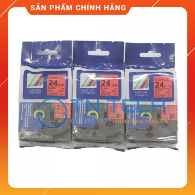 Nhãn In HZE-FX451 - Đen nền đỏ 24mm x 8m - cho máy in Brother - Dùng cho máy in BROTHER - AIMO - PUTY [Hàng nhập khẩu]