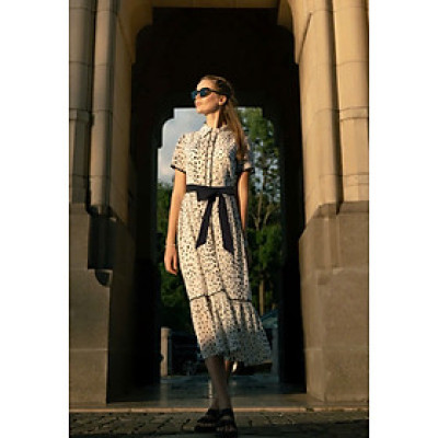 Đầm Midi Sơ Mi Hạ Viên. Đầm Sơ Mi Dài, Đầm Sơ Mi Chấm Bi Dre238 Thời trang thiết kế Hity