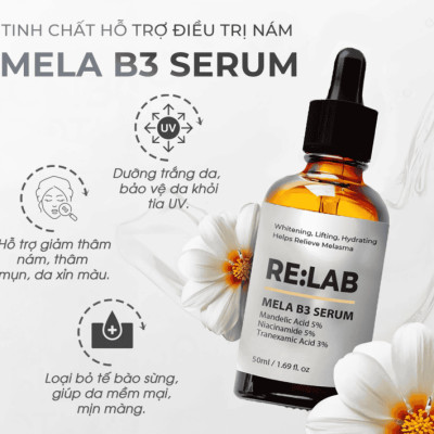 Serum RE:LAB Mela B3 Serum 50ml trắng da hỗ trợ giảm nám tàn nhang