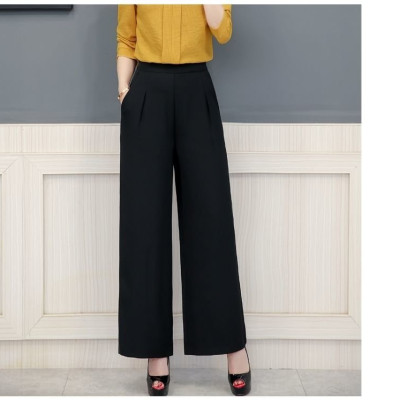 Quần ống rộng khoá sườn vải co giãn nhẹ mềm mịn QT23