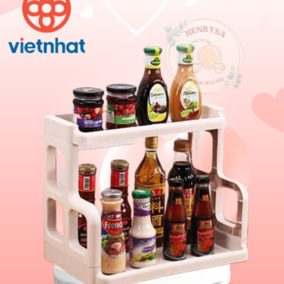 Kệ gia vị 2 tầng bằng nhựa cao cấp VIỆT NHẬT - giúp căn bếp luôn gọn gàng sạch sẽ