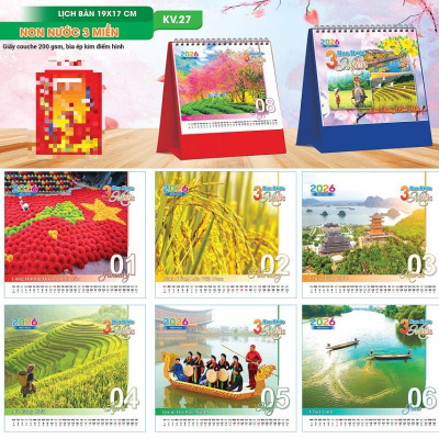 Lịch Để Bàn 2026 Đế Chữ A ,Bìa Ép Kim Điển Hình Cao Cấp, Sang Trọng