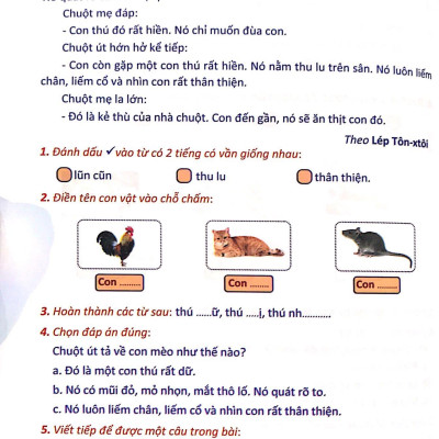 Bài Tập Nâng Cao Tiếng Việt 1 (Biên Soạn Theo Chương Trình Mới) Tập 2